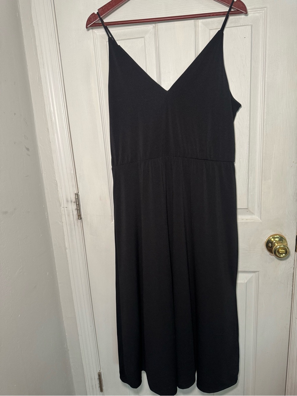 H&M Black V-Neck Midi Slip Dress